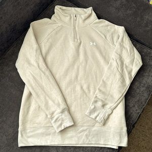 Size Medium heatgear Under Armour 1/4 zip.  Cream color, excellent condition.